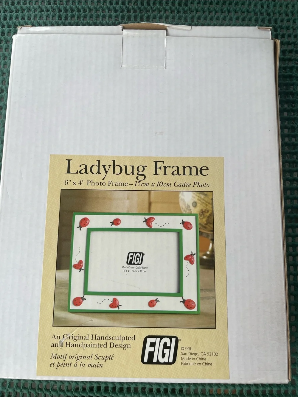 Beautiful ladybug picture frame 4x6 hand painted New in Box